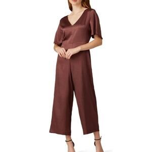 Louna Tie Back Jumpsuit V Neck Large Brown L